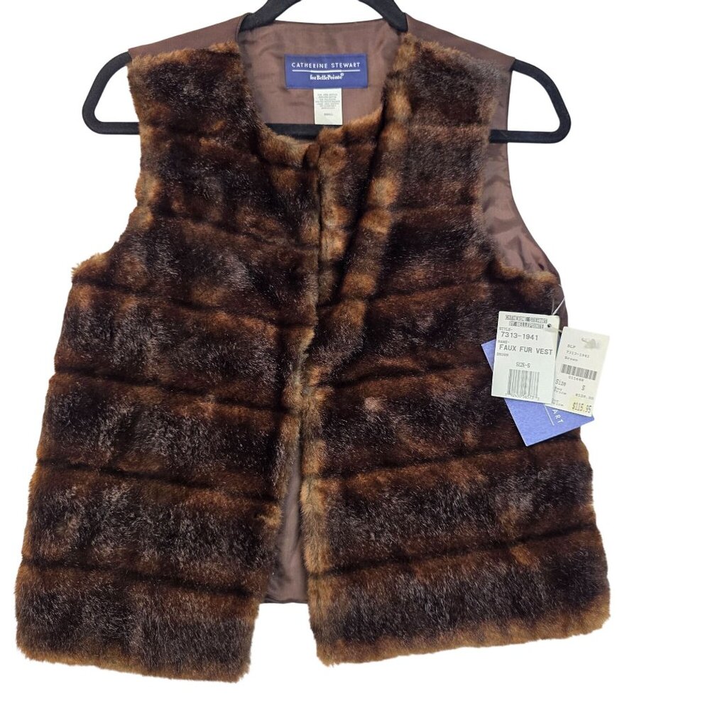 90s Small Y2K Faux Fur Vest Chocolate Brown Indie Vanguard Vintage Deadstock